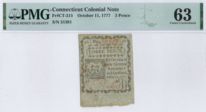 Connecticut Currency: Three Denominations from the same Series. image