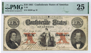 $10 Confederate Note – Solid Pink. image